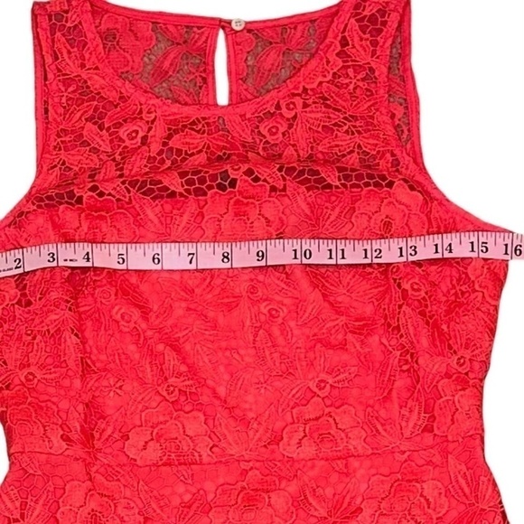J.Crew Collection Coral Sleeveless Lace Sheath Cocktail Dress Size 2 - Picture 10 of 11